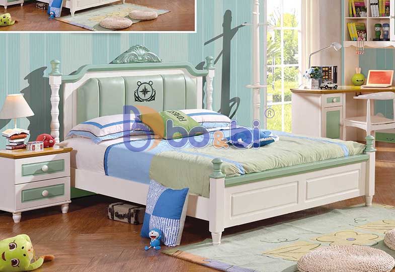 Giường ngủ trẻ em họa tiết xinh xắn BBHHM351G-1